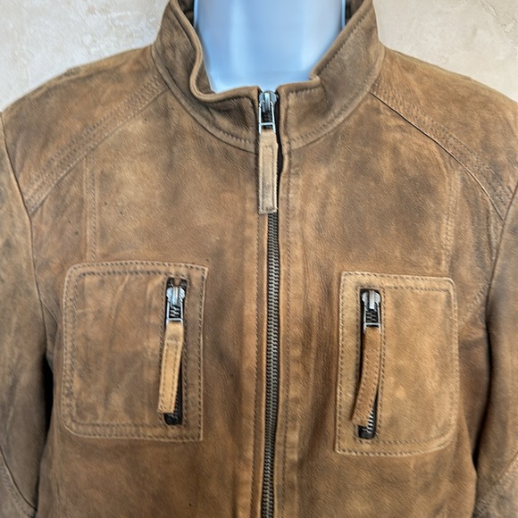 BUFFALO David Bitton brown leather jacket - sz L - Picture 2 of 14